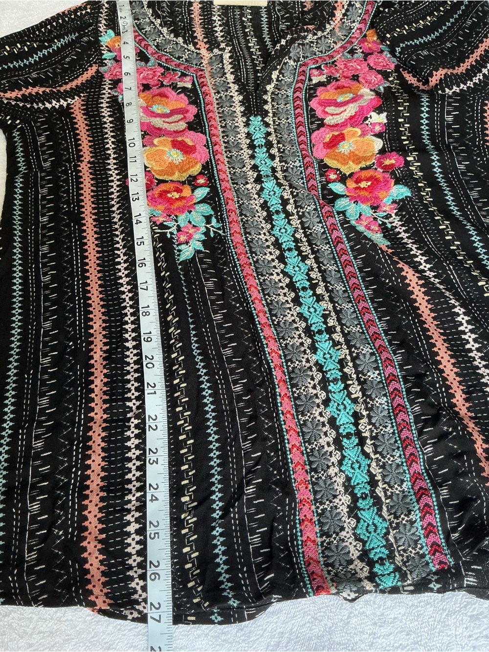 Savanna Jane Black Embroidered Floral Top with Pink & Turquoise Accents - Picture 8 of 11